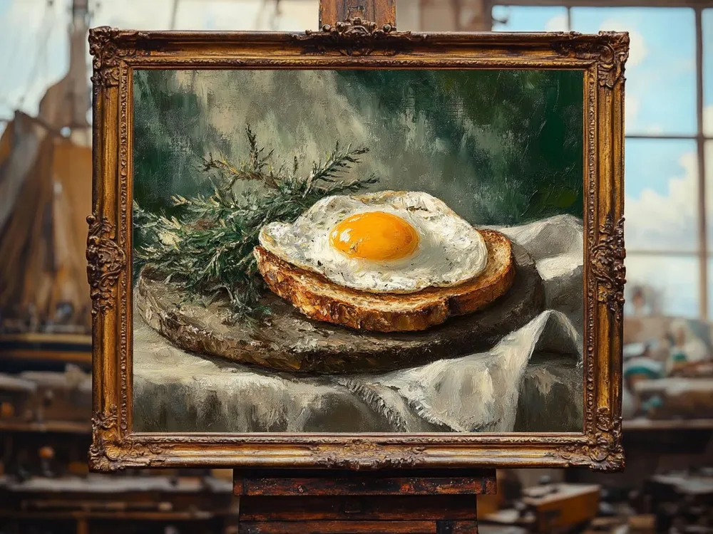 Fried Egg Vintage Kitchen Still Life Art Print - Image 2