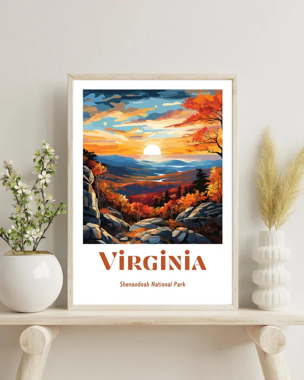 Shenandoah National Park Poster, Autumn Landscape