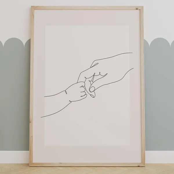 Parent and Child Minimalist Line Art, Family Bond Art Print