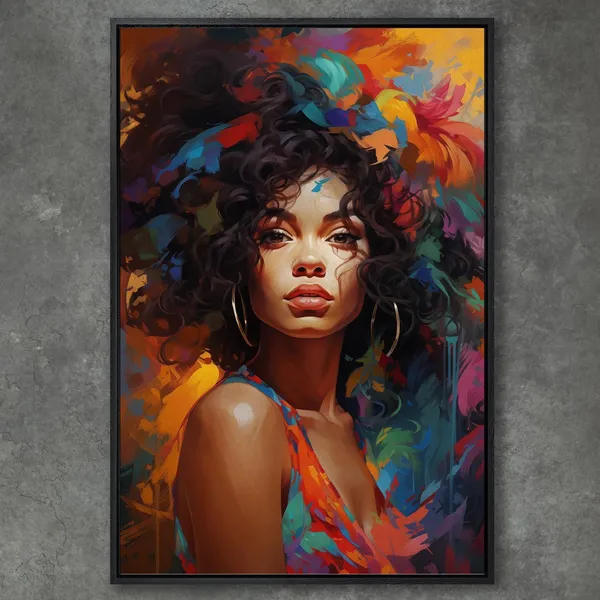Afro Woman Abstract Black Pop Art Print