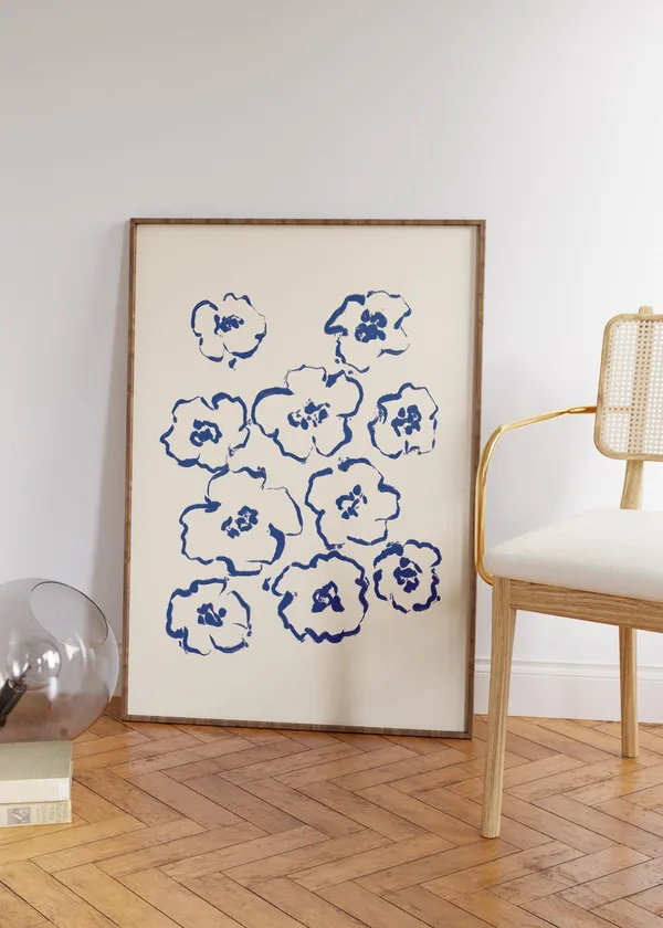 Handdrawn Flowers Minimalist Floral Art Print