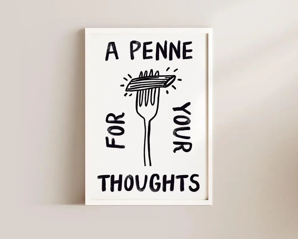 Penne For Your Thoughts Pasta Kitchen Art Print - Image 2