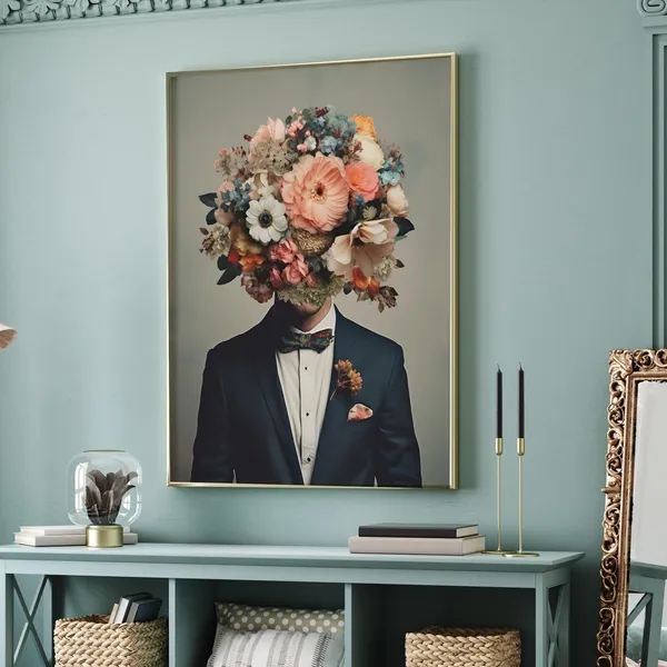 Mr Bouquet Floral Man In Suit Art Print
