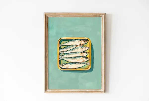 Sardines Retro Kitchen Art Print, Vintage Food Decor