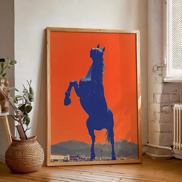 Denver Bronco Horse, Minimalist Boho Art Print