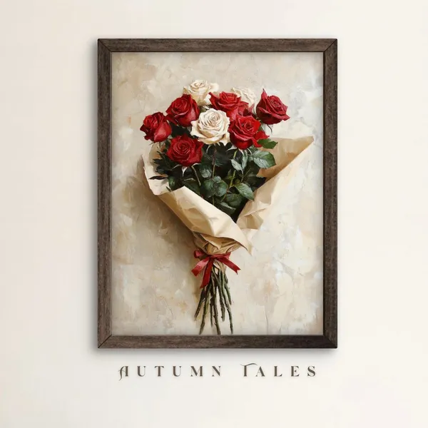 Valentines Day Rustic Rose Floral Art Print