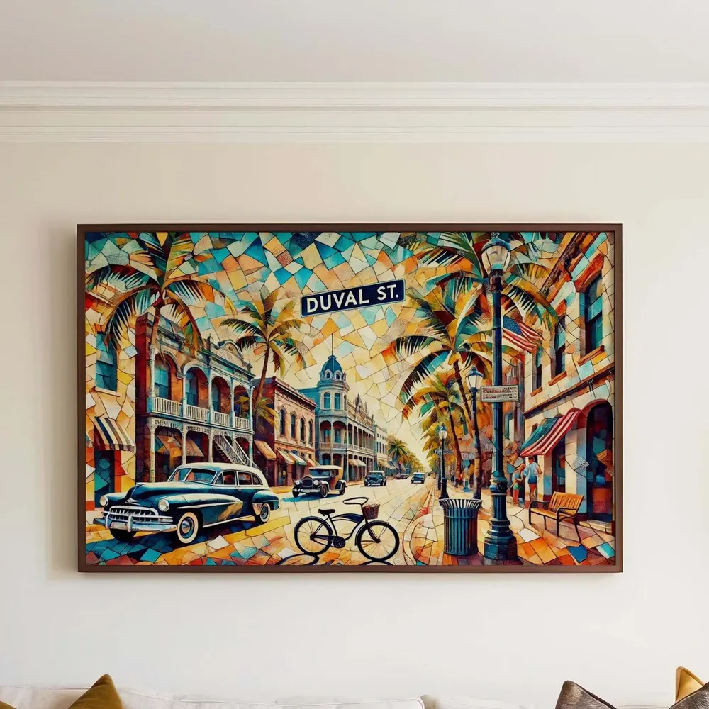 Duval Street Cubism Art Print, Key West Travel Poster