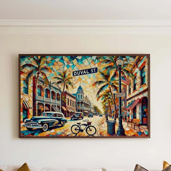 Duval Street Cubism Art Print, Key West Travel Poster