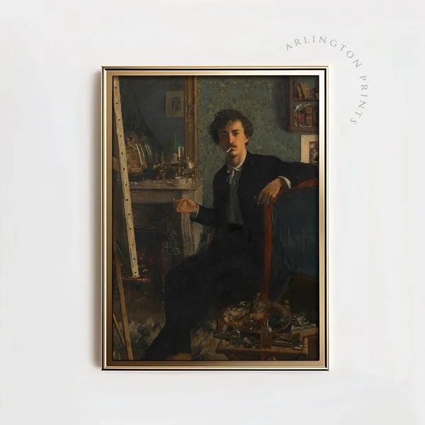 Vintage Gentleman Portrait Art Print, Moody Style