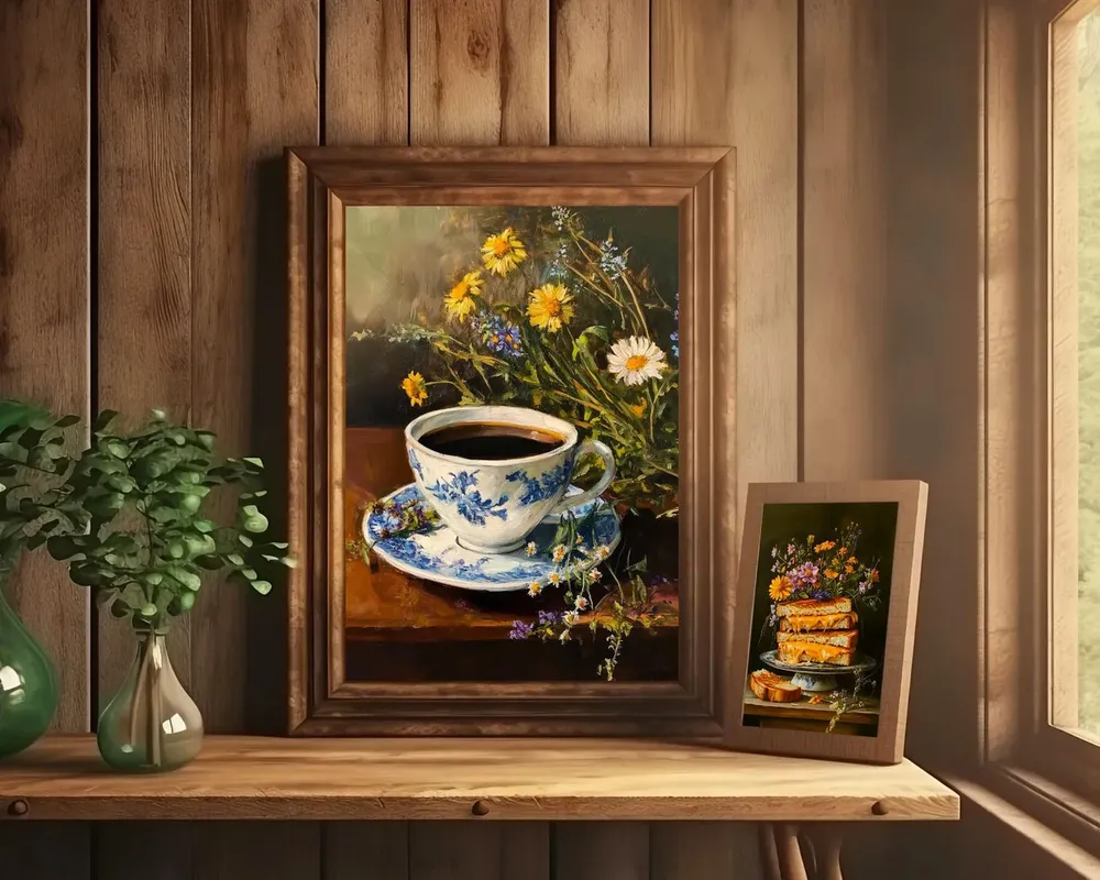Coffee Whimsical Kitchen Still Life, Vintage Poster - Image 3