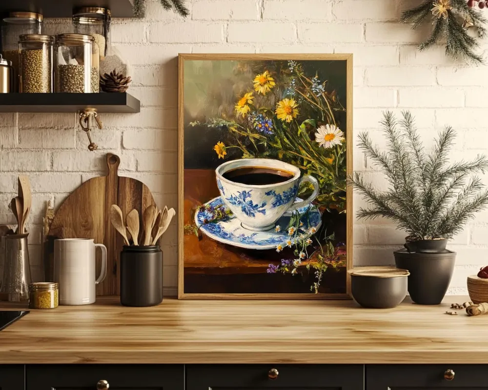 Coffee Whimsical Kitchen Still Life, Vintage Poster - Image 4