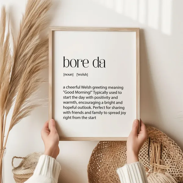 Bore Da Welsh Print, Typography Quote Art Print