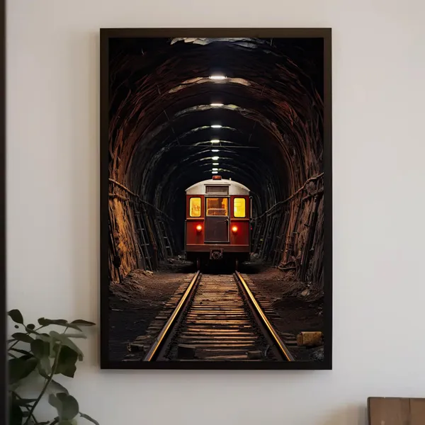 Metro in a Tunnel Vertical Train Wall Art Print