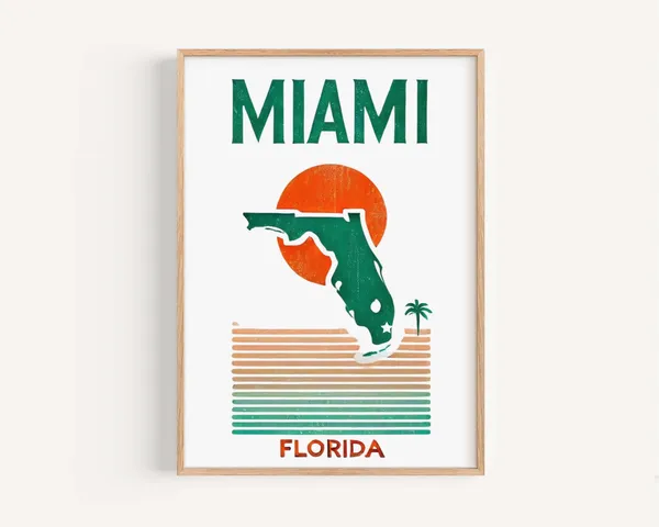 Miami Colorful Florida Travel Poster Art Print