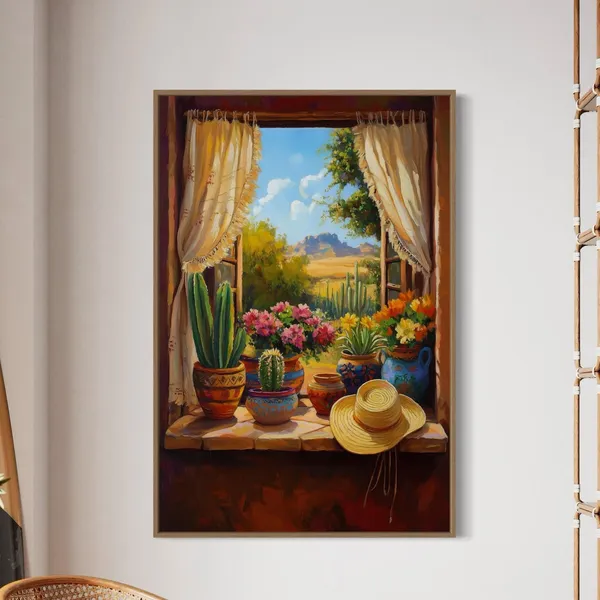 Mexican Window View Rustic Hacienda Art Print