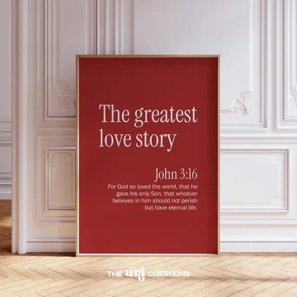 Minimalist Christian John 3:16 Scripture Art Print