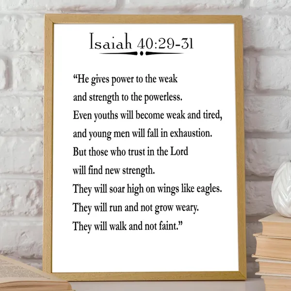 Isaiah 40:29-31 Scripture Quote, Bible Art Print