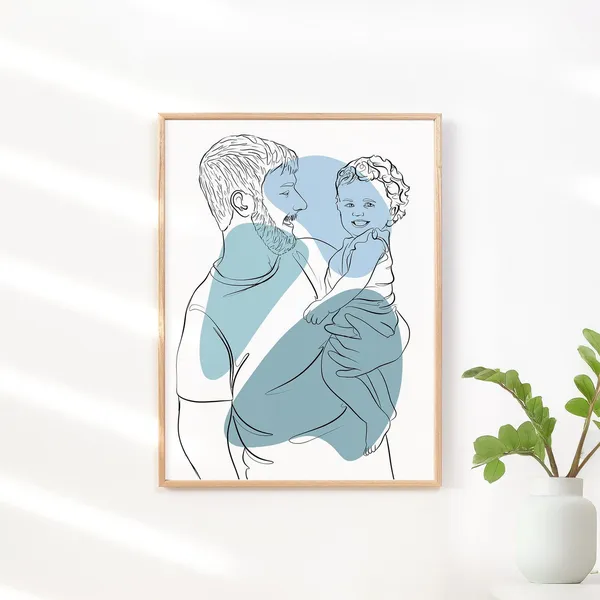 Custom Family Line Drawing Portrait, Christmas Gift Art Print
