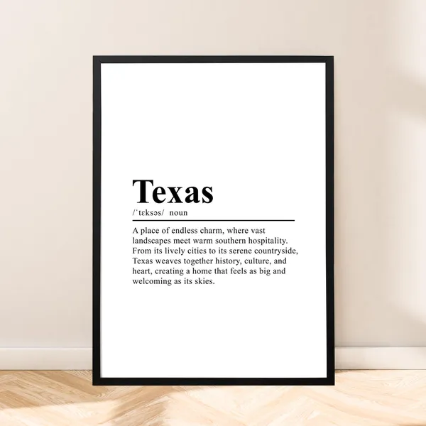 Texas Minimalist Travel Poster, State Art Print