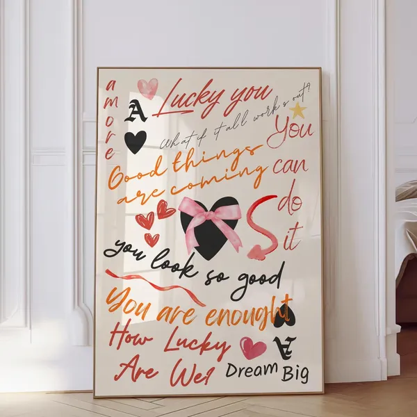 Ace Of Hearts Retro Pink Preppy Art Print