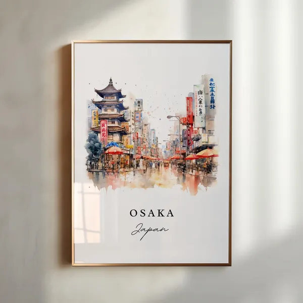 Osaka Japan Travel Poster, Custom Text Wall Art