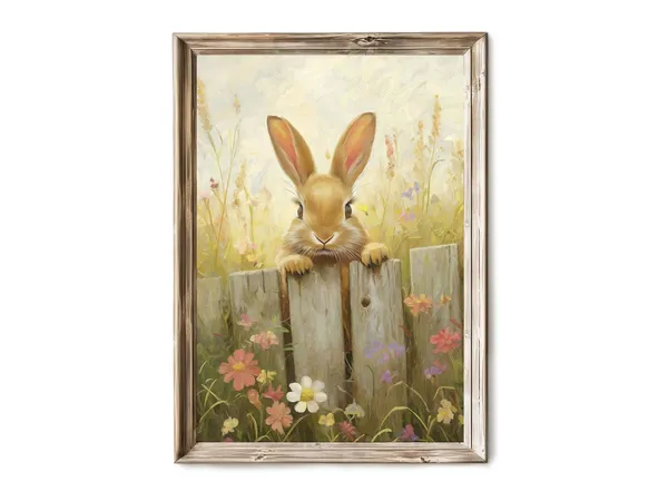 Easter Spring Bunny Vintage Rustic Art Print