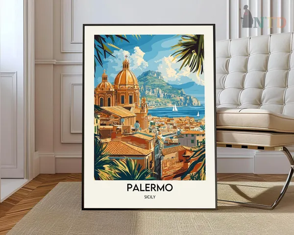 Palermo Travel Poster, Sicily Italy Wall Art