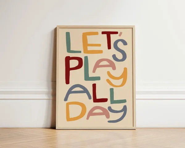 Lets Play Nursery Kids Bedroom Boho Art Print