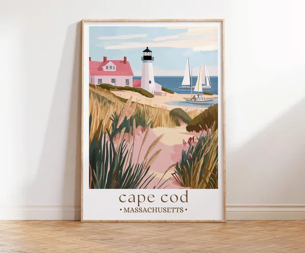 Cape Cod Travel Poster, Massachusetts Wall Art Print