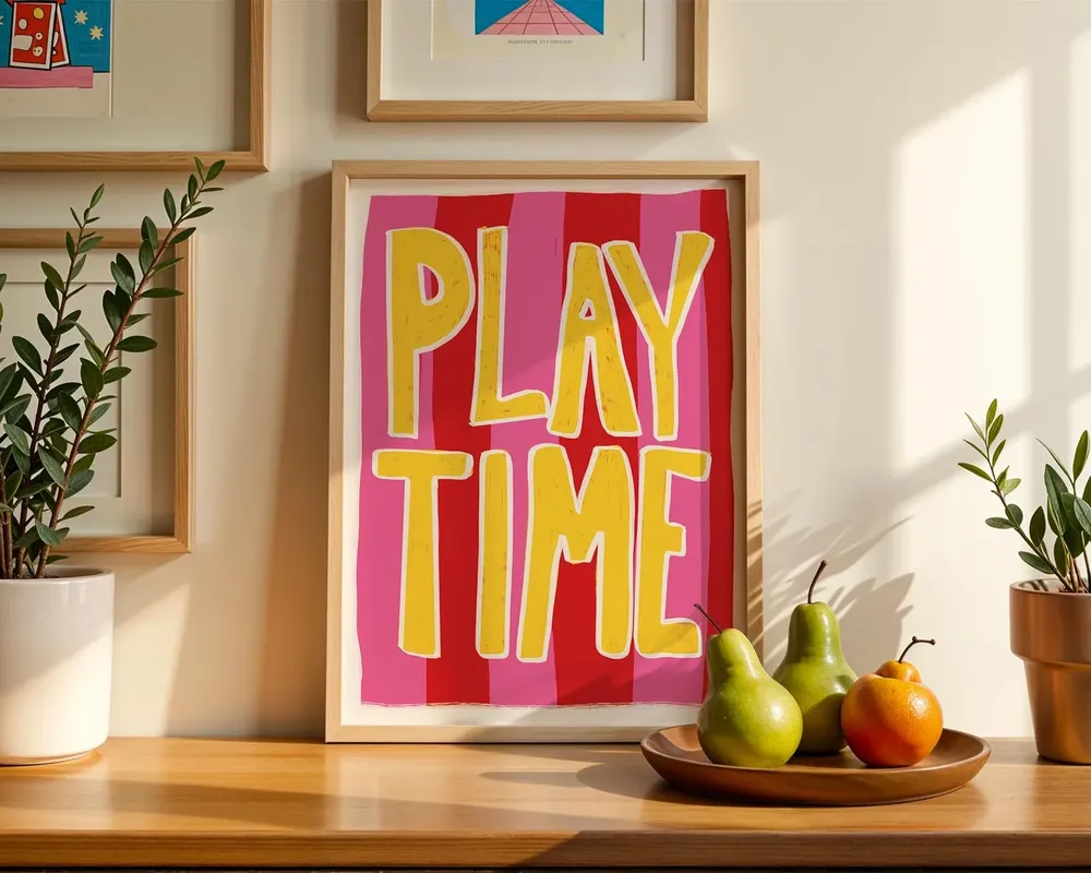 Playtime Hand Drawn Striped Art Print