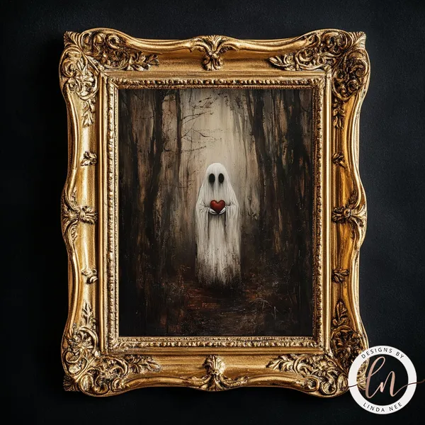 Ghost Holding A Heart, Dark Academia Gothic Poster