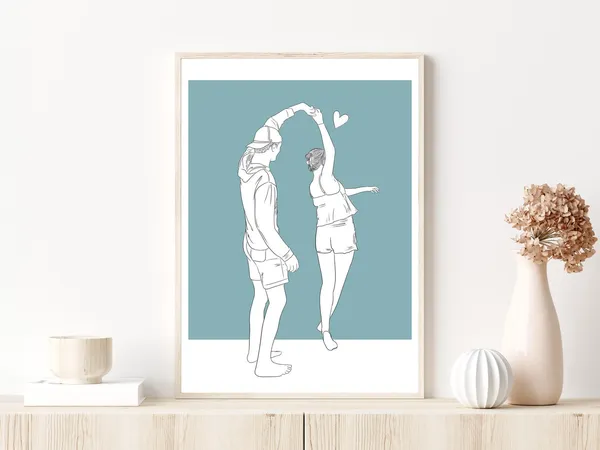 Couple Line Art Custom Anniversary Gift Poster