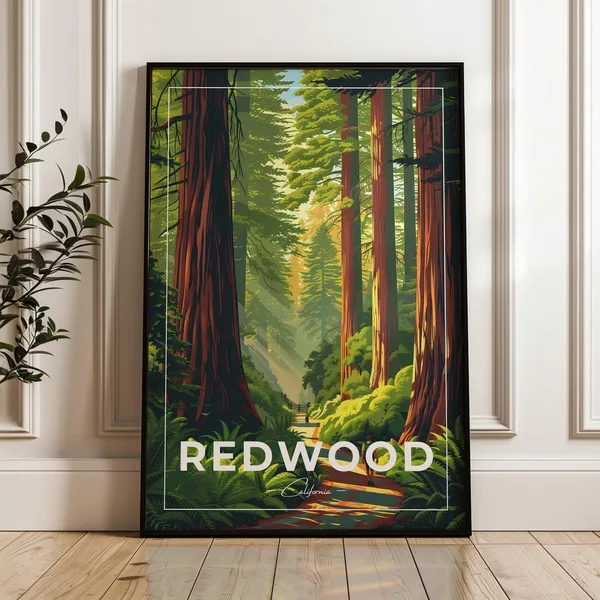 Redwood National Park Travel Poster, United States