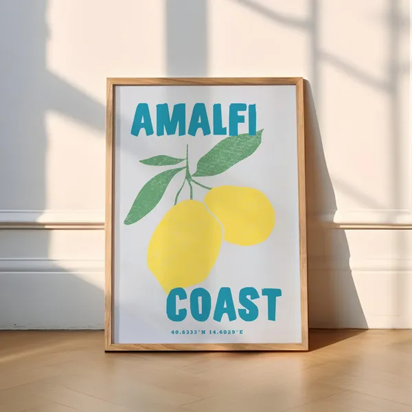 Amalfi Coast Travel Poster, Lemon European Sun