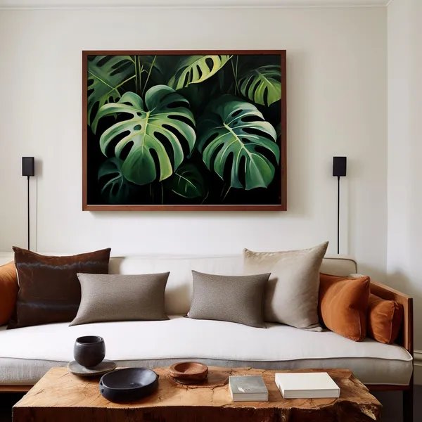 Moody Monstera Botanical Art Print, Dark Cottagecore