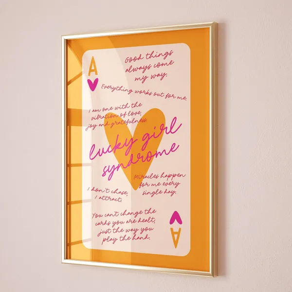 Lucky Girl Syndrome Ace Of Hearts Card Print