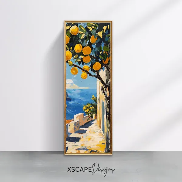 Amalfi Coast Lemon Travel Poster, Italian Art Print