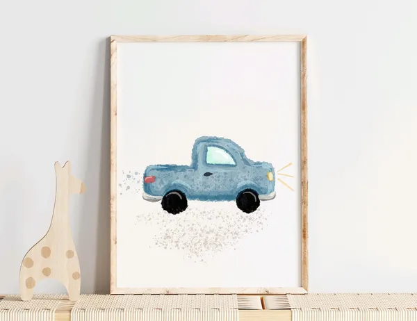 Trucks and Cars Boys Room Art Print