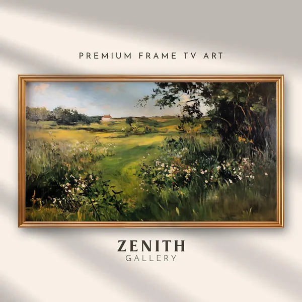 Spring Landscape Painting, Modern Vintage Nature Art
