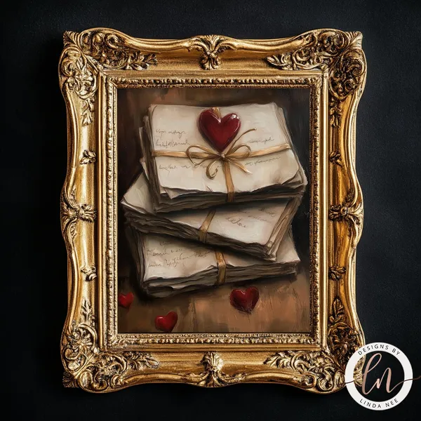 Vintage Love Letters, Dark Academia Valentine Art Print