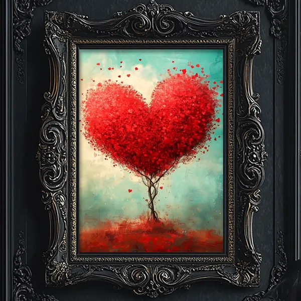 Whimsical Heart Tree Valentine's Day Love Art Print