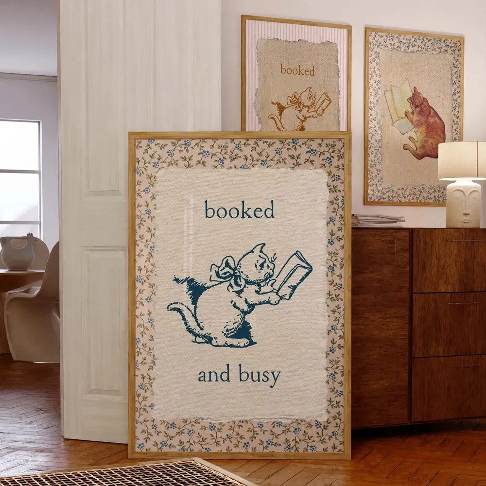 Booked And Busy Vintage Reading Classroom Poster Print - Image 2
