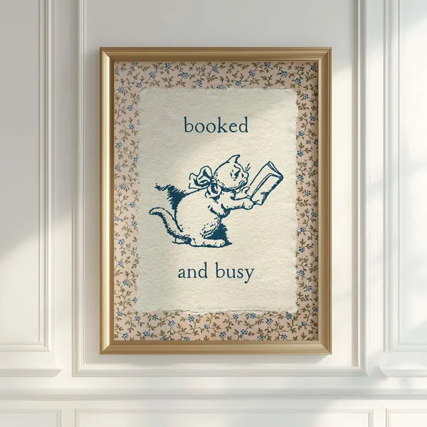 Booked And Busy Vintage Reading Classroom Poster Print