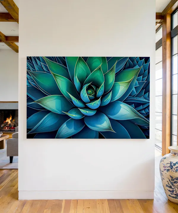Blue Agave Cactus Art Print, Southwestern Decor