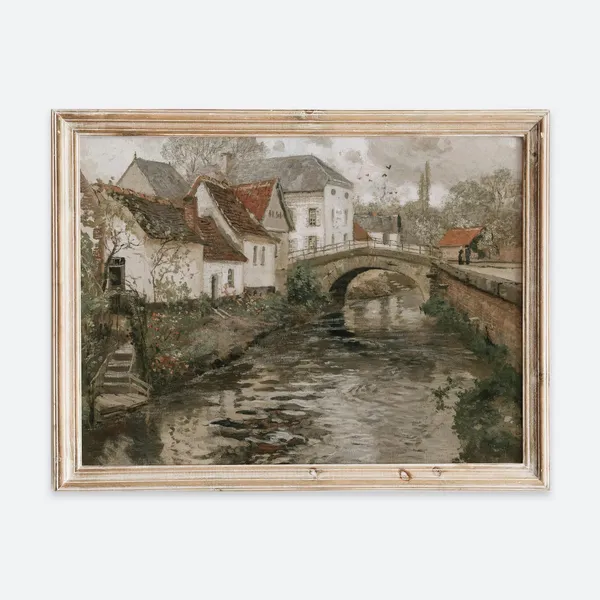 Rustic European Small Town Canal Art Print