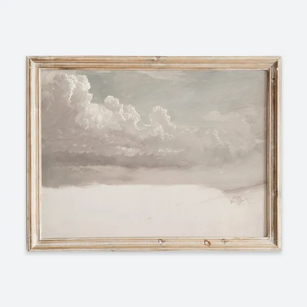 Rustic Vintage European Cloud Sky Landscape Art Print