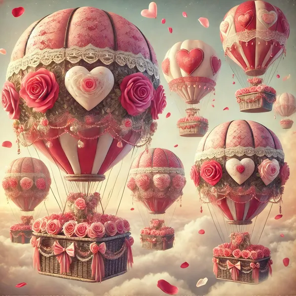 Whimsical Hot Air Balloons Vintage Valentine Poster