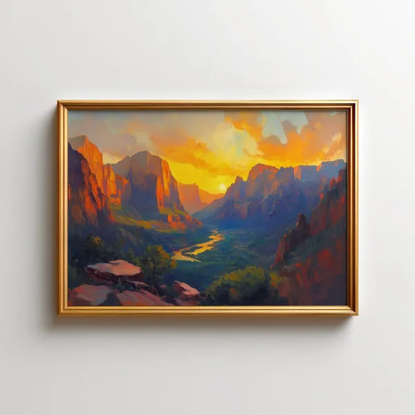 Sunset Zion National Park Landscape, Utah Art Print