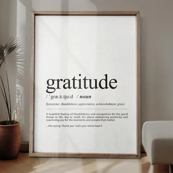 Gratitude Definition Typography Art Print Poster
