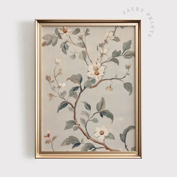 Elegant Floral Chinoiserie Wall Art Print
